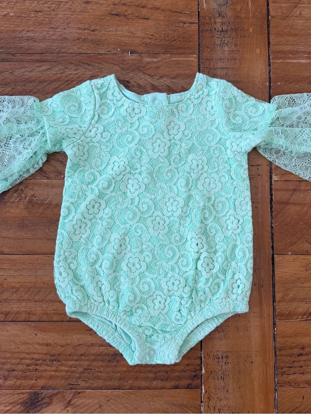Cat & Jack Mint Lace Long Sleeve Baby Bodysuit